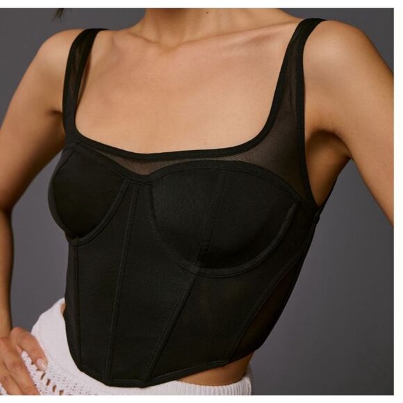 Anthropologie Tops - By Anthropologie Black Mesh Corset Top NWT Size Small